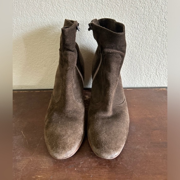 Alberto Fermani Suede Side Zip Heeled Ankle‎ Boots Brown Women’s Size 38.5 8.5 - Picture 4 of 10